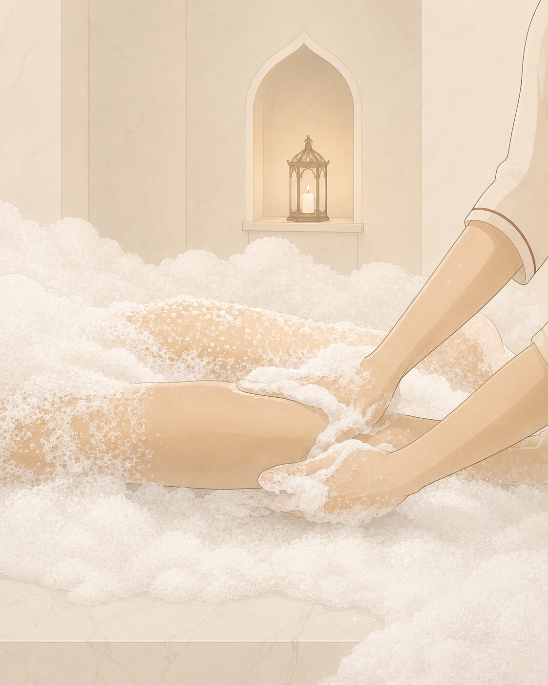 Traditional kese scrub and foam